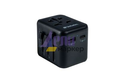 Адаптер Verbatim UTA-02 Universal Travel Adapter with 1 x USB-C PD 20W / 1 x USB-A QC 3.0