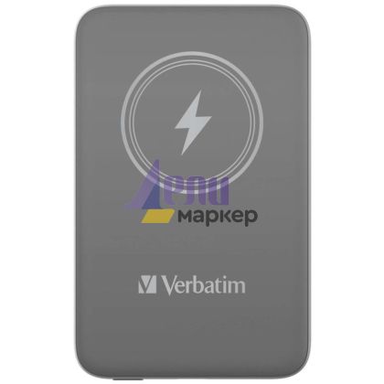 Външна батерия Verbatim MCP-10GY Power Pack 10000 mAh with UBS-C® PD 20W / Magnetic Wireless Charging 15W Grey