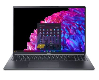 Лаптоп Acer Swift Go16, SFG16-72-7964, Intel Core Ultra 7 155H (up to 4.80 GHz, 24MB), 16" 3.2K OLED 120Hz, 32GB LPDDR5,1024GB PCIe NVMe SSD, Intel UMA, AX+BT 6E, CR Micro SD, QHDCamera, FPR, Win 11 Home, Gray