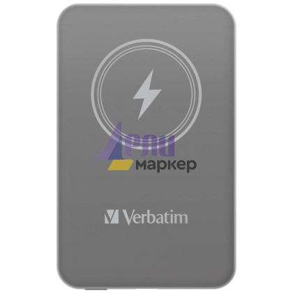 Външна батерия Verbatim MCP-5GY Power Pack 5000 mAh with UBS-C® PD 20W / Magnetic Wireless Charging 15W Grey