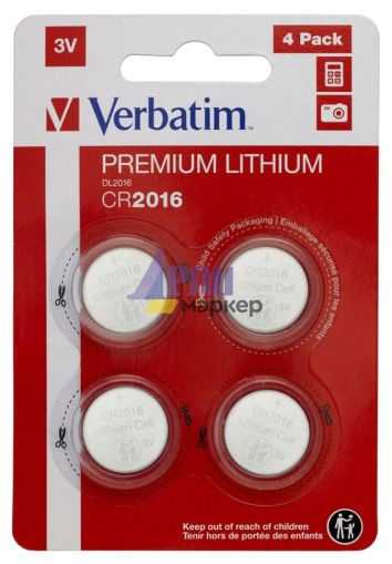 Батерия Verbatim LITHIUM BATTERY CR2016 3V 4 PACK