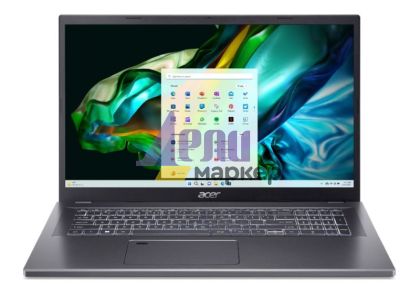 Лаптоп Acer Aspire 5, A517-58M-566N, Intel Core i5-1335U (3.4GHz up to 4.6 GHz, 12MB), 17.3" FHD (1920 x 1080) IPS SlimBezel, 16GB LPDDR5, 512GB PCIe NVMe SSD, Intel UMA, Wifi 802.11AX, BT, FHD Cam+mic, KB Backlight, No OS, Gray