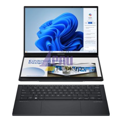 Лаптоп Asus ZenBook Duo 14 UX8406MA-PZ058X, Screen Pad Plus, Intel Ultra 9 185H 2.3 GHz (24MB Cache, up to 5.1 GHz) 14" OLED, WQXGA+ ( 2880X1800 ) 16:10Touch, 32GB, 2TB SSD, Soft Keyboard, Windows 11 Pro,GREY