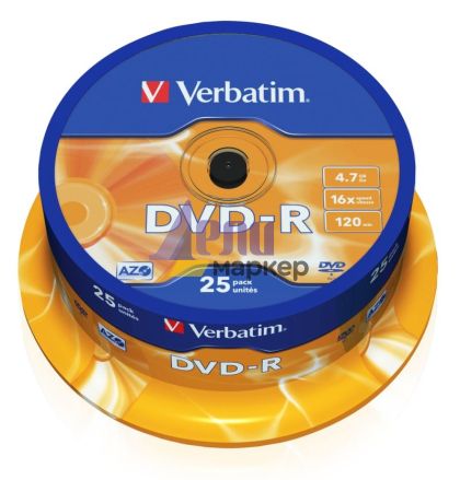 Медия Verbatim DVD-R AZO 4.7GB 16X MATT SILVER SURFACE (25 PACK)