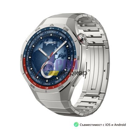 Часовник Huawei Watch GT5 Pro Vili-B29M, 1.43", Amoled, 466x466, PPI 326, BT5.2, BLE/BR/EDR, 524mAh, 40-meter free diving, HUAWEI TruSense System, ECG analysis, Battery life up to 14 days, Compatible with iOS and Android devices, Titanium