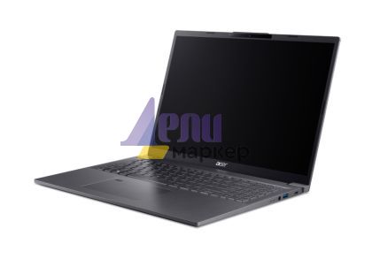 Лаптоп Acer Aspire 16, A16-71M-713S,Intel Core Ultra 7 155U (up to 4.80GHz, 12MB), 16" WUXGA (1920x1200) IPS, 1*16GB DDR5 4600MHz, 512GB PCIe NVMe SSD, Intel UMA, FHD Cam,WiFi 6E, BT 6E, Backlit Kbd, No OS, Steel Gray