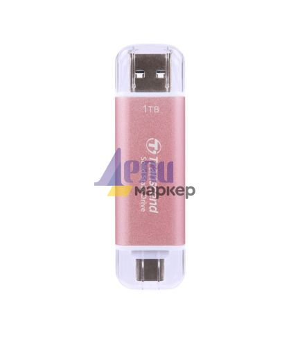Твърд диск Transcend 1TB, USB External SSD, ESD310P, USB 10Gbps, Type C/A, Pink