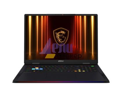 Лаптоп MSI Raider A18 HX A9WIG, NVIDIA GeForce RTX 5080 16GB GDDR7 1334 AI TOPS, AMD Ryzen 9 9955HX3D (16C/32T Up to 5.4 GHz, 128 MB L3), 18" 16:10 UHD+ (3840x2400), MiniLED, 120Hz, 64GB DDR5 2x32 Up to DDR5-5600, 2TB PCIe Gen4x4 SSD, Wi-Fi 7, Windows 11