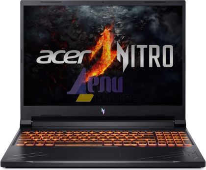 Лаптоп Acer Nitro 16, ANV16-71-76BW, Intel Core i7-14650HX (up to 5.2GHz, 30MB), 16" FHD IPS up to 165Hz SlimBezel, 16GB DDR5 (1 slot free), 512GB PCIe NVMe SSD, GeForce RTX 4050 6GB GDDR6, Wi-Fi 6 AX201+BT5.1, Killer E2650, HD Cam, KB Backlight, No OS, B