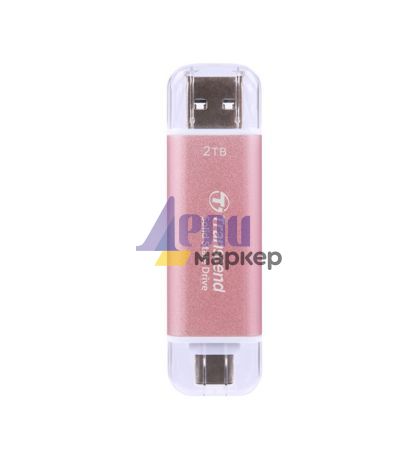 Твърд диск Transcend 2TB, USB External SSD, ESD310P, USB 10Gbps, Type C/ A, Pink