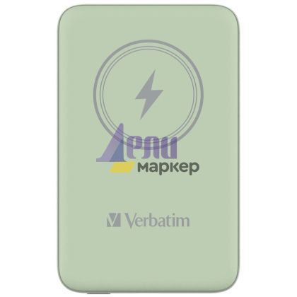Външна батерия Verbatim MCP-10GN Power Pack 10000 mAh with UBS-C PD 20W / Magnetic Wireless Charging 15W Green