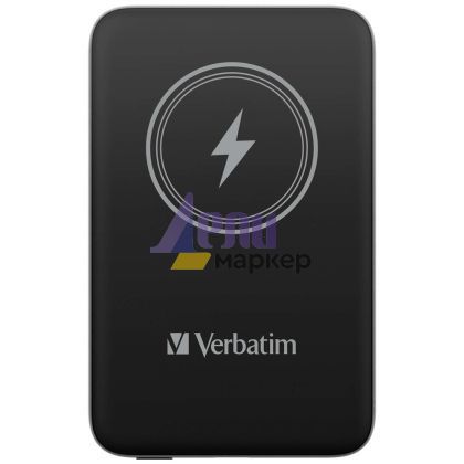 Външна батерия Verbatim MCP-10BK Power Pack 10000 mAh with UBS-C PD 20W / Magnetic Wireless Charging 15W Black