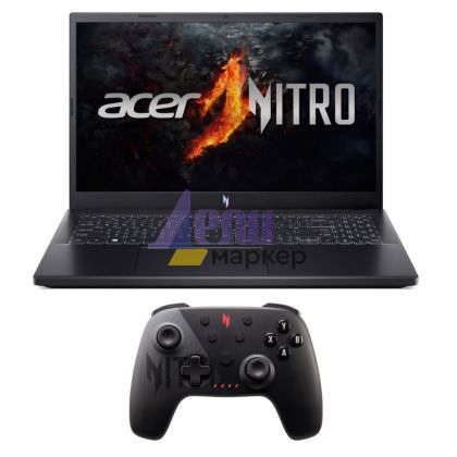 Лаптоп Acer Nitro V15, ANV15-41-R948, AMD Ryzen 7 7735HS( up to 4.55GHz, 12MB), 15.6" FHD(1920x1080)IPS 144Hz, 1*16GB DDR5 (1 slot free), 512 GB PCIe NVMe SSD, NVIDIA GeForce RTX 4050 6GB GDDR6, Wi-Fi AX, BT, No OS, Black + Nitro Wireless gamepad in the b