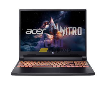 Лаптоп Acer Nitro V16, Intel  Core 9 270H(14C/20T, up to 5.80 GHz, 24MB),16" WQXGA (2560X1600) IPS 180Hz, 16GB DDR5, (1 slot free), 1000GB PCIe NVMe SSD, RTX 5070 8GB GDDR7 , WiFi 6, BT.5.2, HD Cam, Micro SD card, KB Backlit, Linux , Shale Black