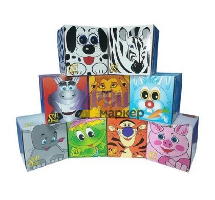 Козметични кърпи в кутия Санитекс Животни 100% целулоза, еднопластови 100 бр. в кутия Бели