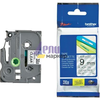 Консуматив Brother TZe-121 Tape Black on Clear Laminated 9mm - Eco
