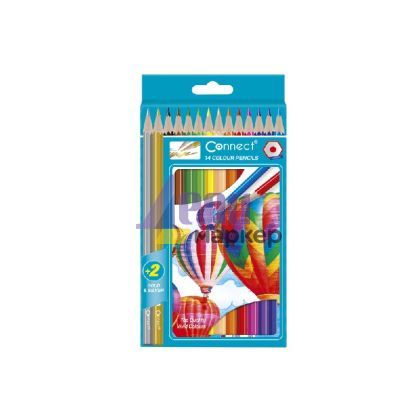 Цветни моливи Connect Шестоъгълни, 12+2 цвята