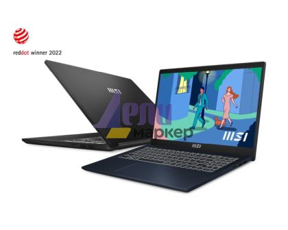 Лаптоп MSI Modern 15 B11M, i7-1195G7 (4C/8T, up to 5.00 GHz, 12MB), 15.6" FHD (1920x1080), IPS-Level, Iris Xe Graphics, Onboard DDR4 16GB (3200MHz), 512GB NVMe PCIe Gen3x4 SSD, Intel WiFi 6 AX201, backlight KBD (White), BT5.2, 3 cell, 39.3Whr, 2Y, Classic