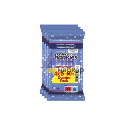 Мокри кърпи Wet Hankies Почистващи и ароматизиращи, 4x15 бр. в плик