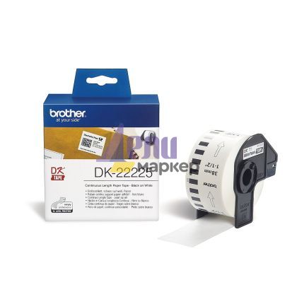 Консуматив Brother DK-22225 White Continuous Length Paper Tape 38mm x 30.48m, Black on White