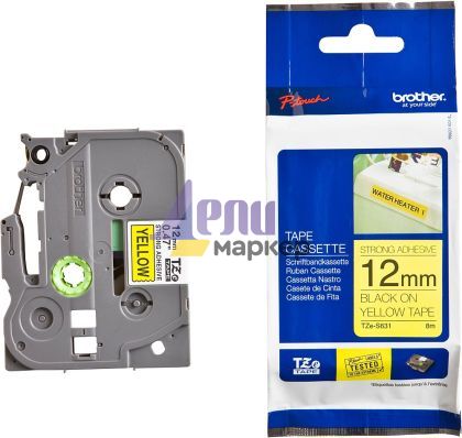 Консуматив Brother TZe-S631 Tape Black on Wellow, Strong Adhesive, 12mm, 8 m