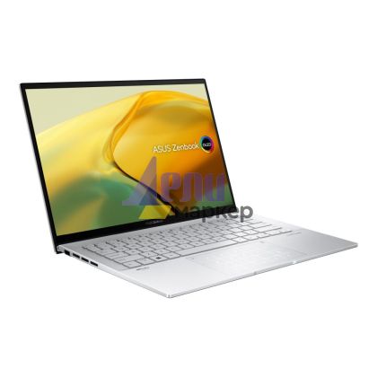 Лаптоп Asus Zenbook OLED UX3402ZA-OLED-KM522W, Inteli5-1240,  1.7 GHz (12M Cache, up to 4.4 GHz, 4P+8E core, 14" 2.8K (2880 x 1800) OLED 16:10, DDR5 16GB(ON BD.),512 GB PCIEG4 SSD, Num Pad, Winows 11, Aqua Celadon+ZTE A51 4G, Blue