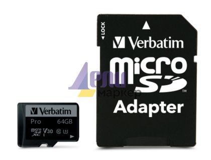 Памет Verbatim micro SDXC 64GB Pro Class 10 UHS-I