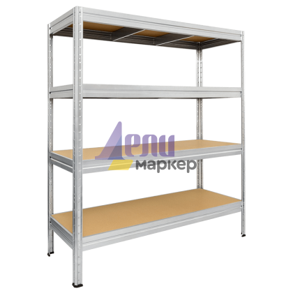 Метален стелаж MEGA 177x90x45 см, до 600 кг на рафт - цинк