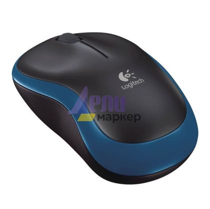 Мишка Logitech M185 Безжична оптична, USB, Черно§Синьо