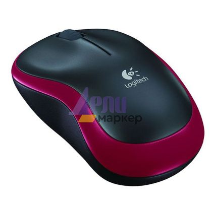 Мишка Logitech M185 Безжична оптична, USB, Черно§Червено