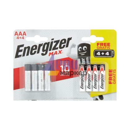 Батерия Energizer MAX R03/AAA Алкална усилена, 1.5V, 4+4 бр.