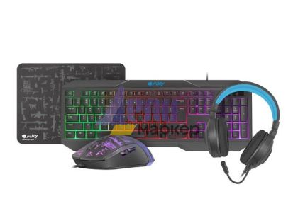 Комплект Fury Gaming Combo Set 4in1 Thunderstreak 3.0 Keyboard + Mouse + Headphones + Mousepad, US Layout