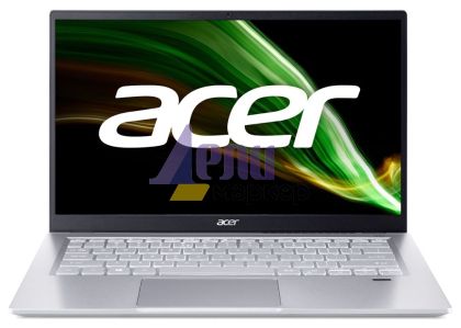 Лаптоп Acer Swift 3, SF314-43-R0W7, AMD Ryzen 7 5700U (1.8GHz up to 4.3GHz, 12MB) 14" IPS FHD ComfyView (1920x1080), 16GB DDR4, 512GB PCIe SSD, AMD Radeon, WiFi 6AX+BT, HD Cam, FPR, Silver, No OS