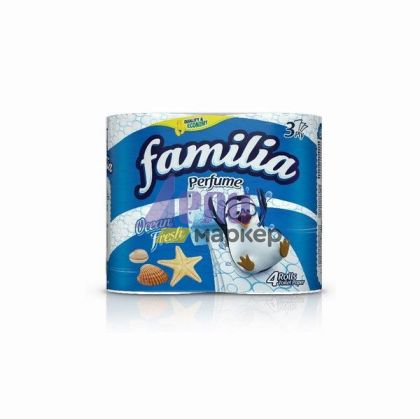 Тоалетна хартия Familia 100% целулоза, трипластова 4 бр. Ocean Fresh