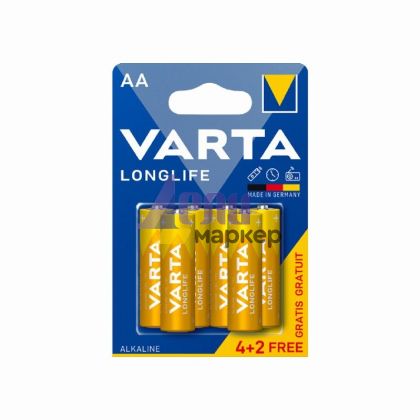 Батерия Varta Longlife LR6/AA Алкална, 1.5V, 4+2 бр.