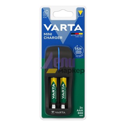 Батерия Varta Power Accu R2U/AAA със зарядно Презареждаща 800 mAh, 1.2V, 2 бр., За 1/2 батерии AA/AAA