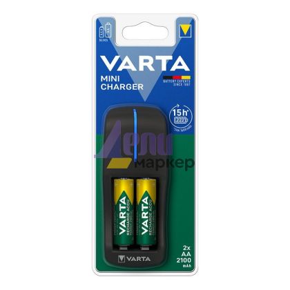 Батерия Varta Power Accu R2U/AA със зарядно Презареждаща 2100 mAh, 1.2V, 2 бр., За 1/2 батерии AA/AAA