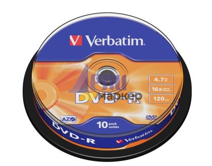 Медия Verbatim DVD-R AZO 4.7GB 16X MATT SILVER SURFACE (10 PACK)