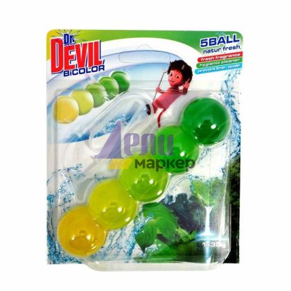 Ароматизатор за тоалетна Dr. Devil BiColor Гел, 35 g, Natur Fresh