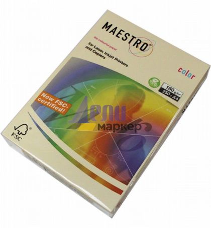 Цветен картон Maestro Color Крем, А4, 250 л. 160 g/m2