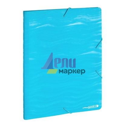 Папка с три капака и ластик Office Point Wave PP, А4 Синя