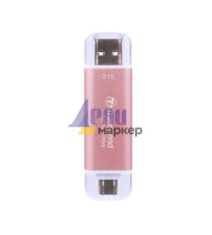 Твърд диск Transcend 2TB, USB External SSD, ESD310P, USB 10Gbps, Type C/ A, Pink