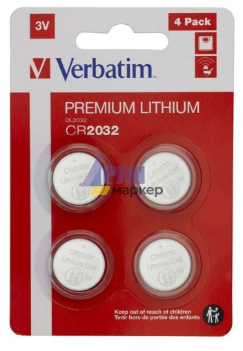 Батерия Verbatim LITHIUM BATTERY CR2032 3V 4 PACK