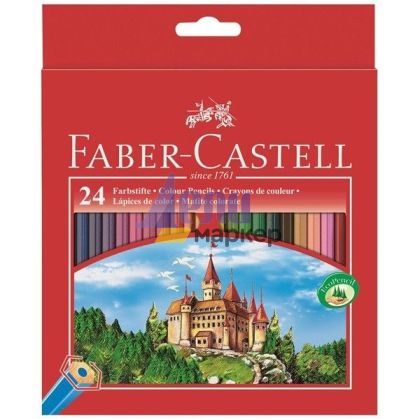 Цветни моливи Faber-Castell Castle Шестоъгълни, 24 цвята