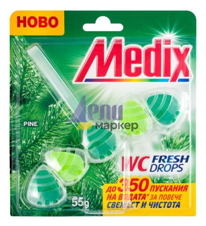 Ароматизатор за тоалетна Medix WC Fresh Drops Блокче, комплект 55 g, Pine