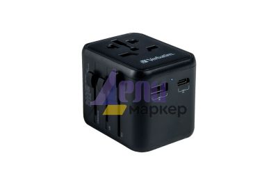 Адаптер Verbatim UTA-02 Universal Travel Adapter with 1 x USB-C PD 20W / 1 x USB-A QC 3.0