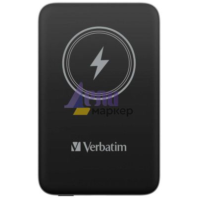 Външна батерия Verbatim MCP-10BK Power Pack 10000 mAh with UBS-C® PD 20W / Magnetic Wireless Charging 15W Black