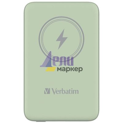 Външна батерия Verbatim MCP-10GN Power Pack 10000 mAh with UBS-C® PD 20W / Magnetic Wireless Charging 15W Green