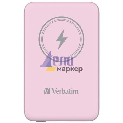 Външна батерия Verbatim MCP-10PK Power Pack 10000 mAh with UBS-C® PD 20W / Magnetic Wireless Charging 15W Pink