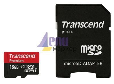 Памет Transcend 16GB micro SDHC UHS-I Premium (with adapter, Class 10)